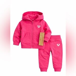 True Religion Baby Pink Hoodie Jogger Set 18M NWT 2pc Outfit